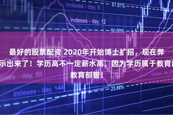 最好的股票配资 2020年开始博士扩招，现在弊端显示出来了！学历高不一定薪水高，因为学历属于教育部管！